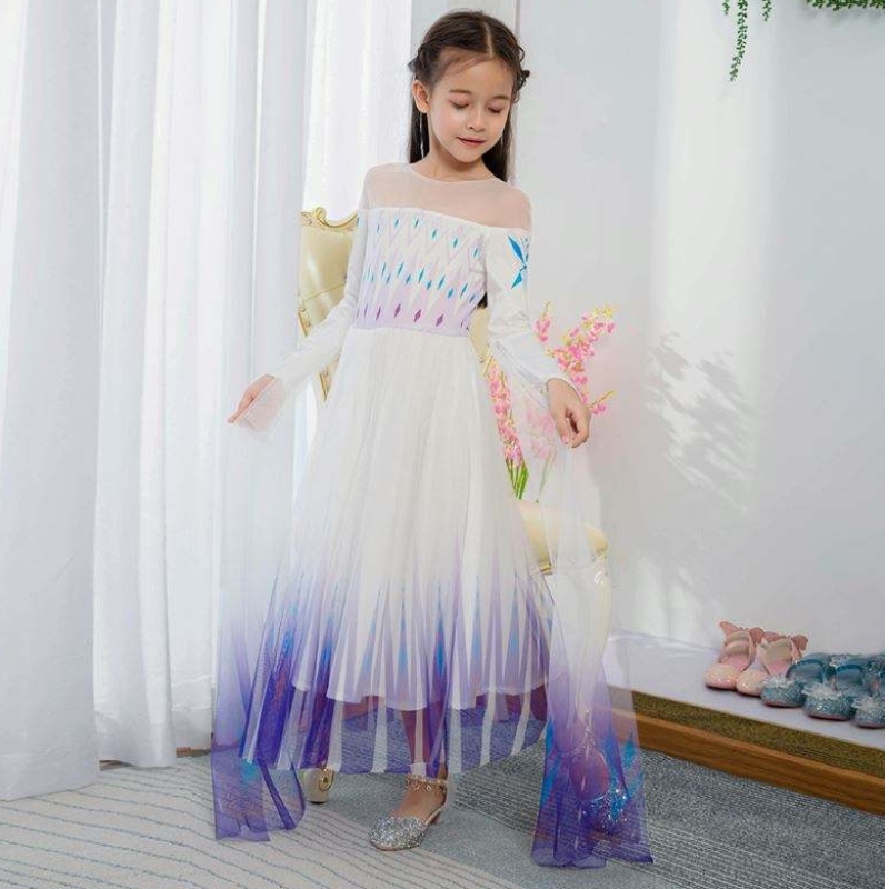 Baige New Design Girls Anna White Dress Cosplay Party Dress Up Princess Elsa 영화 어린이 옷