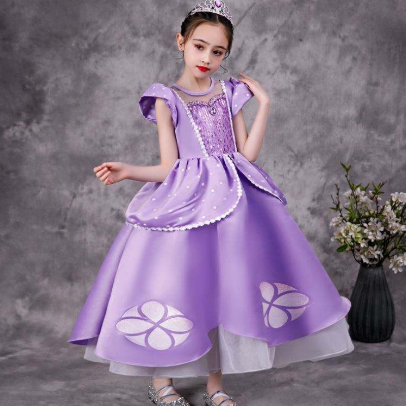 Baige Purple Sofia Rapunzel Elsa Anna Belle Princess TV 영화 의상 소피야 공주를위한 공주