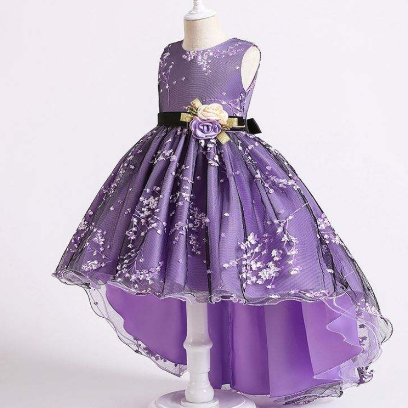 Baige Children Dress Girls Bow Wedding Gown Trailing Western Party Wear 형제 공주 소녀 \\\\의 드레스 2153