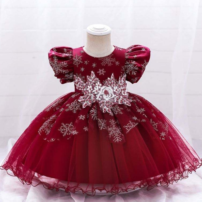Baige Baby Girl Frocks 디자인 짧은 소매 공연 댄스 드레스 어린이 \\\\의 파티 착용 가운 L2028xz