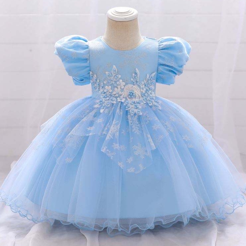 Baige Baby Girl Frocks 디자인 짧은 소매 공연 댄스 드레스 어린이 \\\\의 파티 착용 가운 L2028xz