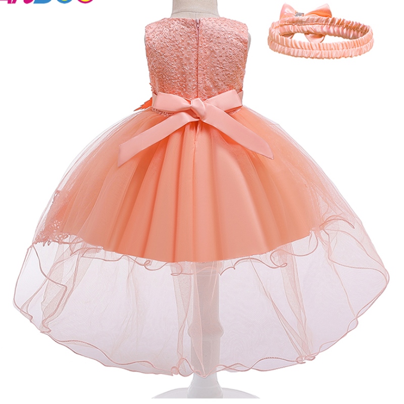 Ansoo European 및 American Baby Dress Lace Pink Princess Trailing Dress 100 Days Party