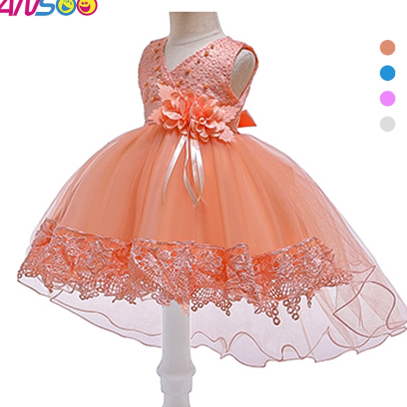 Ansoo European 및 American Baby Dress Lace Pink Princess Trailing Dress 100 Days Party