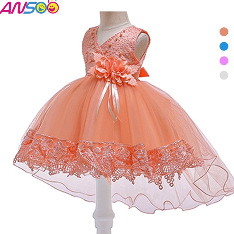 Ansoo Pretty Peach Children \\\\ \'s Girl Princess Flower Orange Wedding Dress Girl