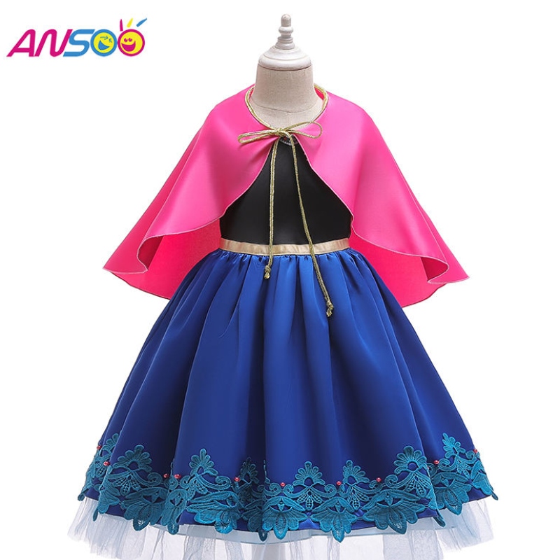 Ansoo Kids 여자 공주 여왕 Elsa Anna Halloween 코스프레 의상 팬시 드레스 치마