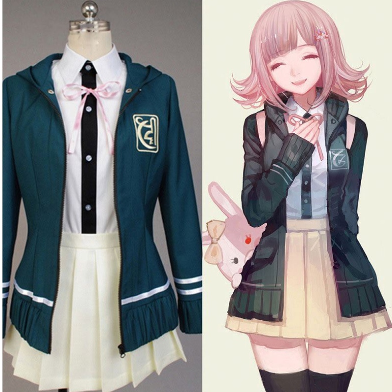 고등학생 유니폼 애니메이션 Danganronpa Nanami Chiaki Cosplay 의상 긴팔 짧은 치마 Loli Skirt