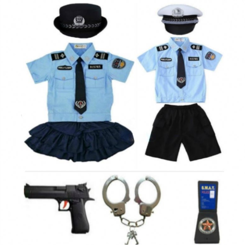 새로운 어린이 아동 경찰관 유니폼 할로윈 의상 소년 소녀 남자 코스프레 슈트 수갑