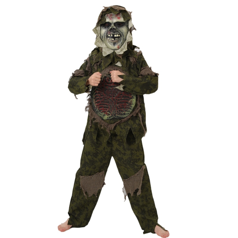 Kid \\\\ \'s 할로윈 좀비 의상 코스프레 코이 몬스터 의상 공포 마스크 좀비 옷