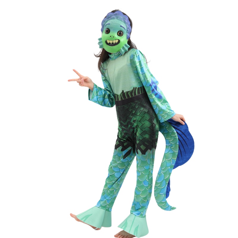 새로운 스타일 어린이 영화 Sea Monster Cosplay Jumpsuit Boys Luca Halloween Costumes for Children